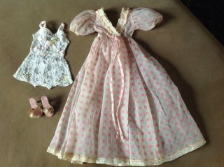 Rare Vintage 1955 Big Dot Robe Outfit For Cissy Doll W/ Lace Teddy & Heels