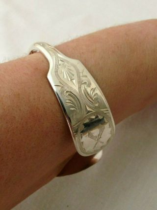 Sterling Silver Spoon Cuff Bracelet 46g Crafted From Art Deco Spoon Dated 1923 3