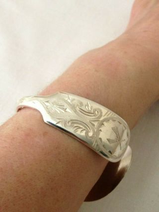 Sterling Silver Spoon Cuff Bracelet 46g Crafted From Art Deco Spoon Dated 1923 6