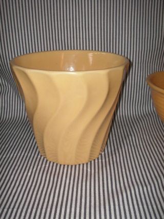 Vintage Bauer Pottery Swirl Flower Pot 8 - Bright Yellow Jardiniere - Cond