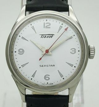 Vintage Tissot Seastar 16j Hand Winding Cal 27b - 21 Swiss 31 Mm Mens Wrist Watch
