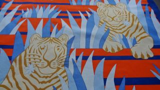 Rare Vtg Hermes Beach or Floor Mat “Tigres dans les Herbes” by Joachim Metz 6