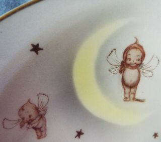 Rose O’Neill Germany Antique 1914 Green Lustre Frolicking KEWPIE Plate w/Fairies 2