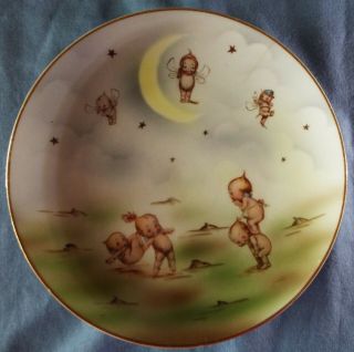 Rose O’Neill Germany Antique 1914 Green Lustre Frolicking KEWPIE Plate w/Fairies 8