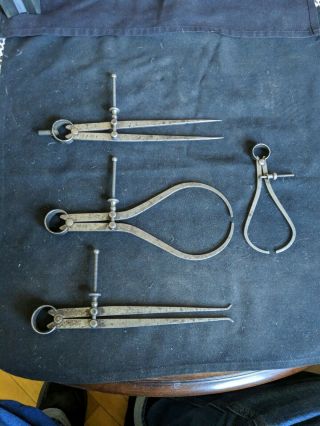 4 Vintage L S Starrett Spring Calipers Dividers Machinist Tools And Other Brand