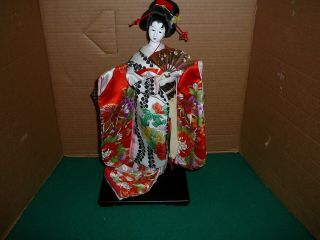 Vintage 18  Japanese Fancy Doll With Kimono And Fan