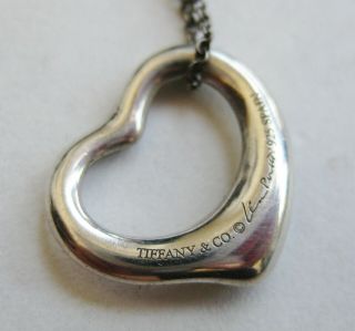 Vintage Tiffany & Co Elsa Peretti Sterling Silver Heart Pendant Necklace & Chain