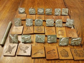 18 Craftool 3d Leather Stamps - Vintage - Discontinued With Handle