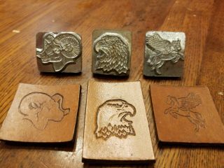 18 CRAFTOOL 3D Leather stamps - VINTAGE - DISCONTINUED with handle 7