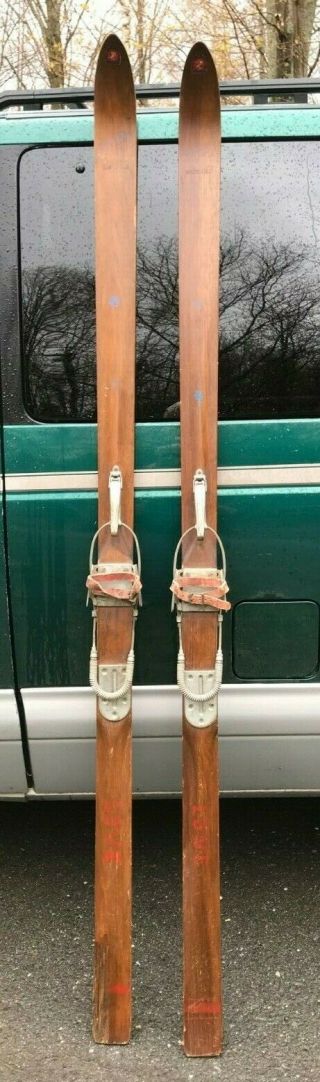 Vintage Wooden Skis 78 " Metal Cable Bindings