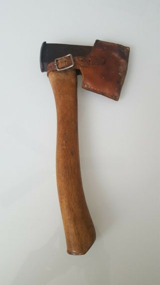 Vintage Norlund Hatchet Axe With Leather Sheath