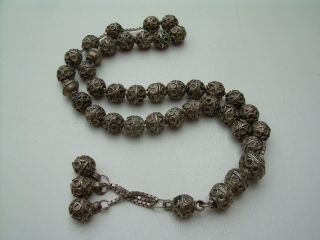Antique Victorian Silver Filigree Prayer Beads.