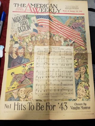 Vintage Newspaper Page The American Weekly January 10,  1943 Marching thru Berlin 4