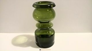 Finland vtg 1960s art green glass ' Pompadour ' vase Riihimaki Nanny Still Nordic 2