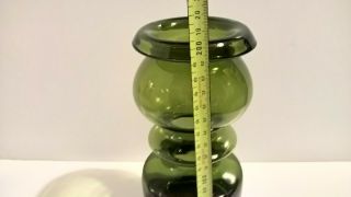 Finland vtg 1960s art green glass ' Pompadour ' vase Riihimaki Nanny Still Nordic 4