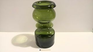 Finland vtg 1960s art green glass ' Pompadour ' vase Riihimaki Nanny Still Nordic 8