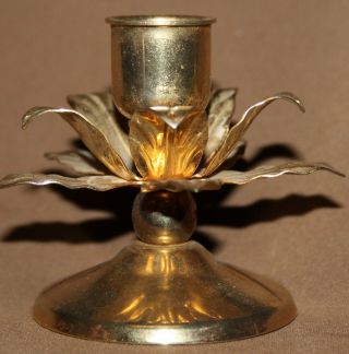 Small vintage brass candle holder flower shape 2