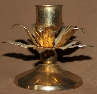 Small vintage brass candle holder flower shape 3
