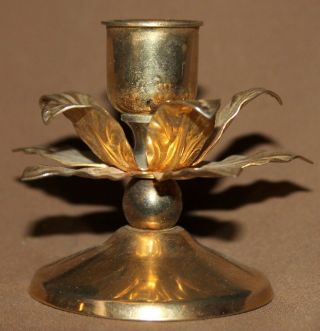 Small vintage brass candle holder flower shape 4