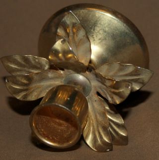 Small vintage brass candle holder flower shape 5
