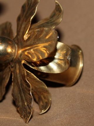 Small vintage brass candle holder flower shape 7