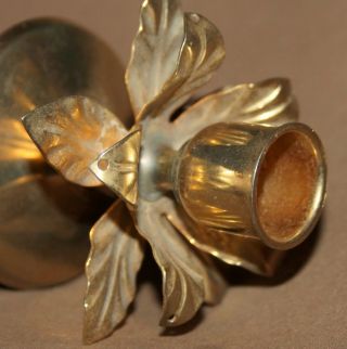 Small vintage brass candle holder flower shape 8