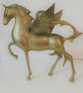 Vintage Brass Pegasus Flying Horse Statue - 10 " Tall