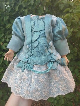 Gorgeous Antique Doll Dress,  Velvet,  Silk,  Lace,  German Or French Antique Doll