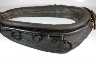 Vintage Horse Collar Mirror with Leather and Metal Hames 28 