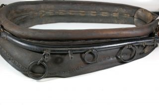 Vintage Horse Collar Mirror with Leather and Metal Hames 28 