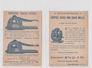 VINTAGE TRADECARDS Set of 9 ENTERPRISE M.  F.  G.  Co OF PHILADELHIA U.  S.  A.  1893 COLUMB 2