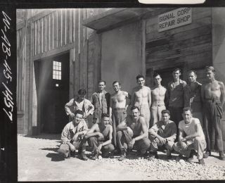 Wwii Restricted Photo Signal Corps Repair Shop 1945 Saipan 697