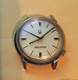 Vintage Bulova Accutron Watch 18k Gold H/p Bezel