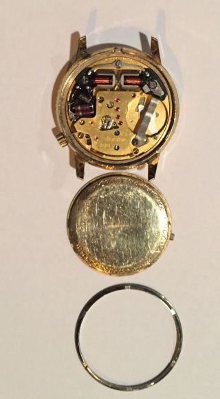 Vintage Bulova Accutron Watch 18k Gold H/P Bezel 3