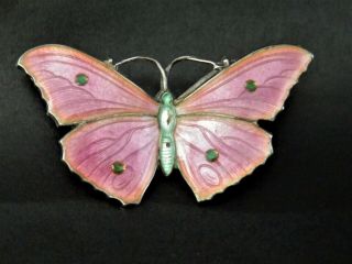 Rare Art Nouveau Antique Solid Silver Enamel Butterfly Brooch,  J Atkinson & Sons