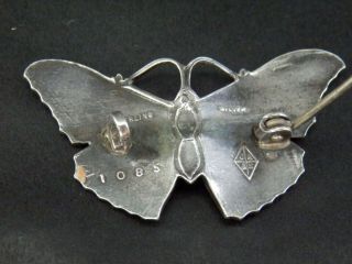 Rare Art Nouveau Antique Solid Silver Enamel Butterfly Brooch,  J Atkinson & Sons 6