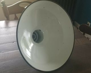 Vintage 16 inch Green and White Porcelain industrial Barn Light with assembly 2