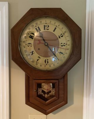 Vintage Hamilton Regulator Wall Clock Key Wind 31 Day