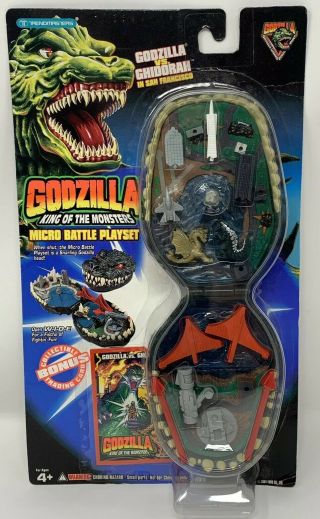 Vintage 1994 Trendmasters Godzilla Vs Ghidorah Micro Battle Playset Moc