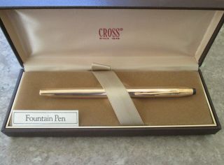 Cross Vintage " 1506 " 14k Gold Filled Fountain Pen W/14k Gold Nib (f) - Nos