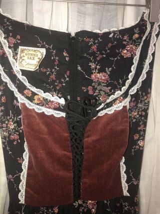 70s Gunne Sax Jessica McClintock Ivory Lace Floral Print Long Sleeve Dress Sz 5 2
