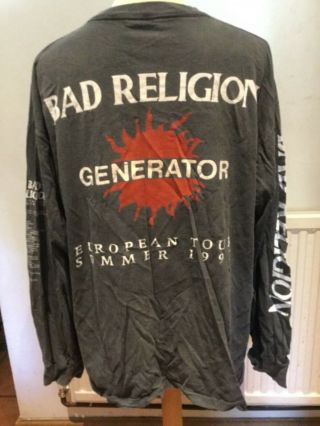 BAD RELIGION GENERATOR VINTAGE 1992 EUROPEAN TOUR L/S T SHIRT SIZE EX LARGE 4