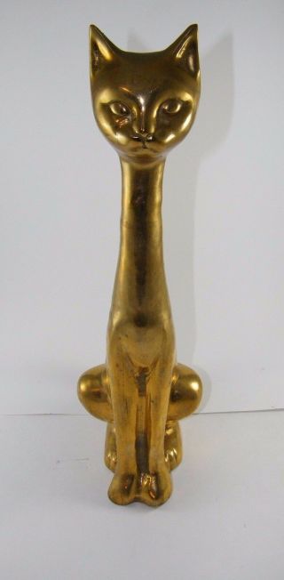 Vintage Brass Siamese / Long Neck Cat Figure 18 1/2 " Tall