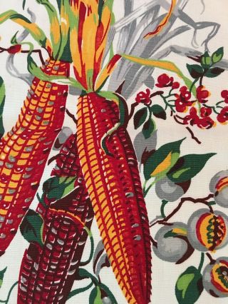 Vtg Tablecloth Wilendur Indian Corn Vegetable Harvest Gourds Label 54 X 54
