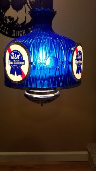 Vintage 1970s Pabst Blue Ribbon Pbr Hanging Bar/poker Light Chandelier