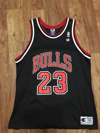 Mens Vintage Champion Michael Jordan Chicago Bulls Black Nba Jersey Size 48