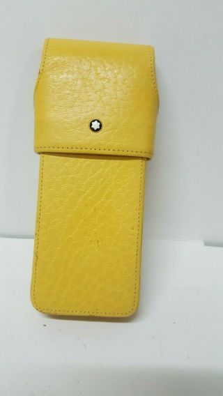 Vintage Montblanc Yellow Leather Pen Case Pouch For 3 Pen