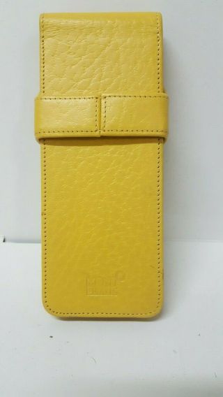 Vintage MONTBLANC yellow leather pen case pouch for 3 pen 2