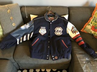 Rare Vintage Mlb Official Ny Yankees 1998 World Series Wool Leather Jacket - Xxl
