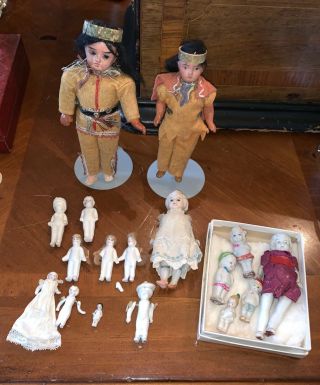Antique Indian German Bisque Doll Composition Body Miniature Bisque Frozen